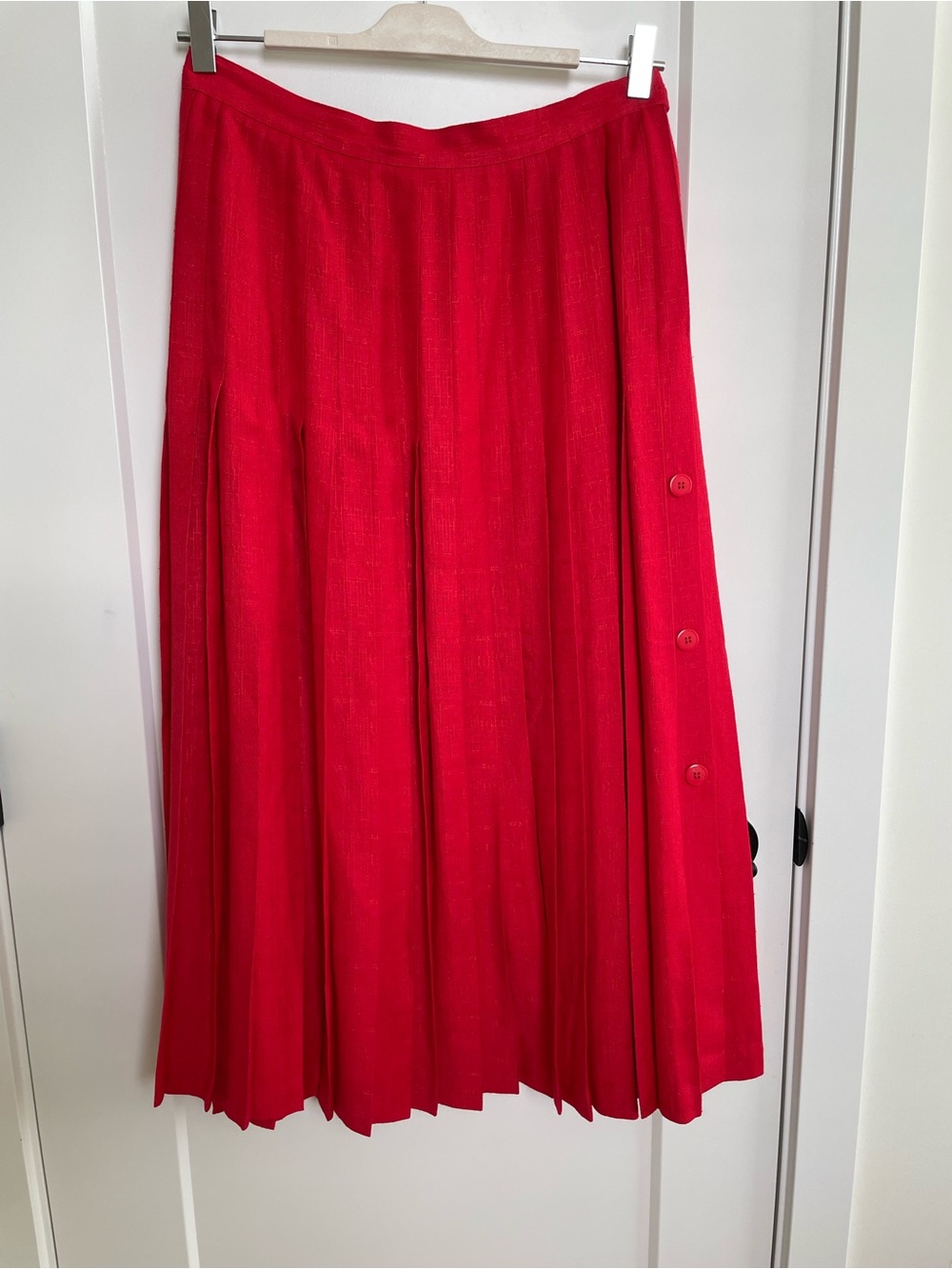Vintage Louben Pleated Midi Skirt | Vibrant Red
